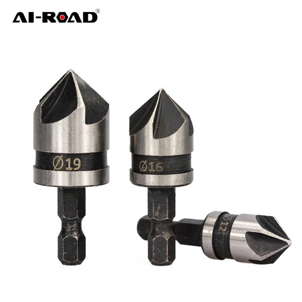Tools & Workshop Equipment Woodworking Chamfer Drilling Tool Hex 5 Flute 90  Degree Countersink Drill Bits Power Tool & Air Tool Accessories