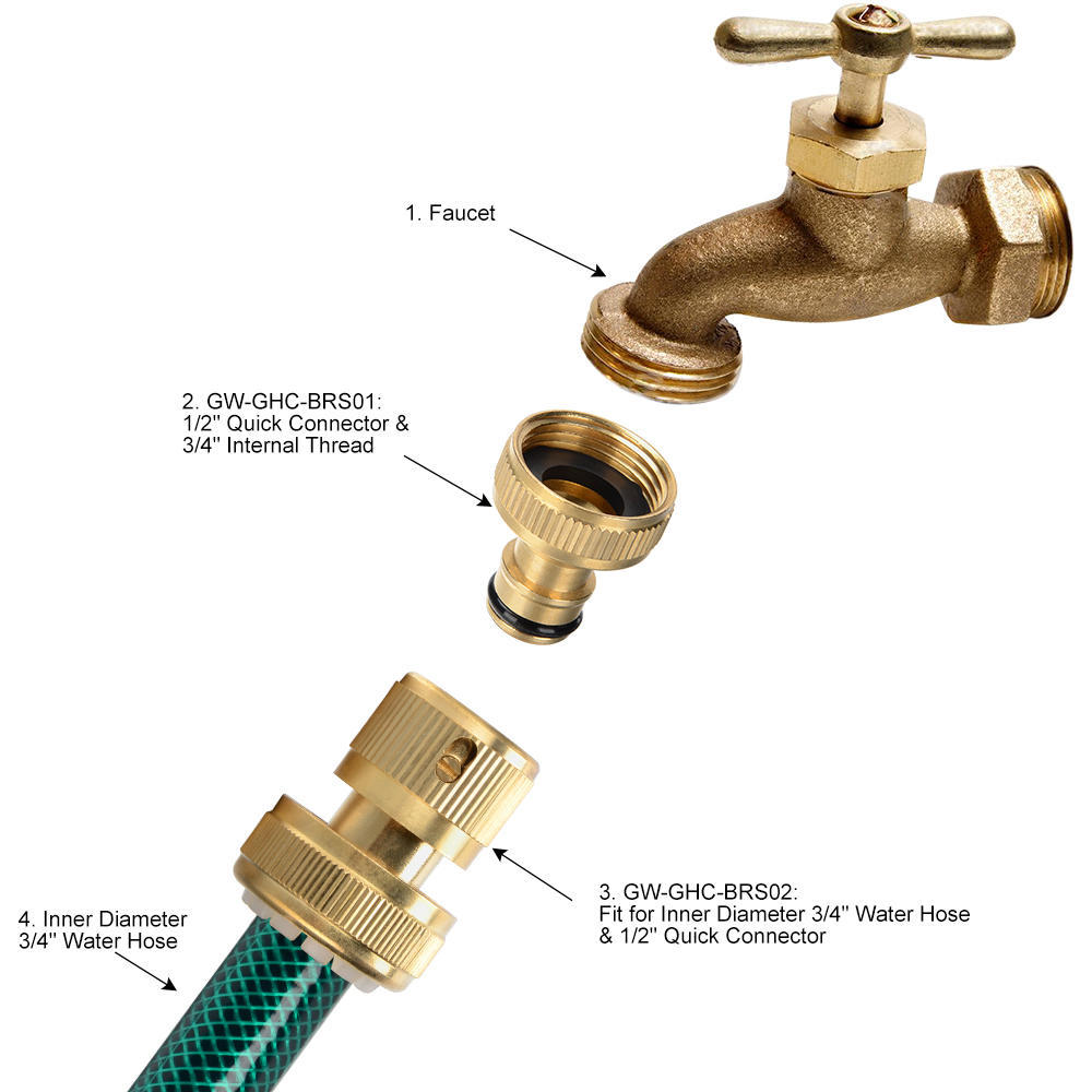 Connectors, Clamps & Fittings Solid Brass Garden Hose Co<i></i>nnector Fitting for  Faucets Pressure Washer Sprayer Home & Garden