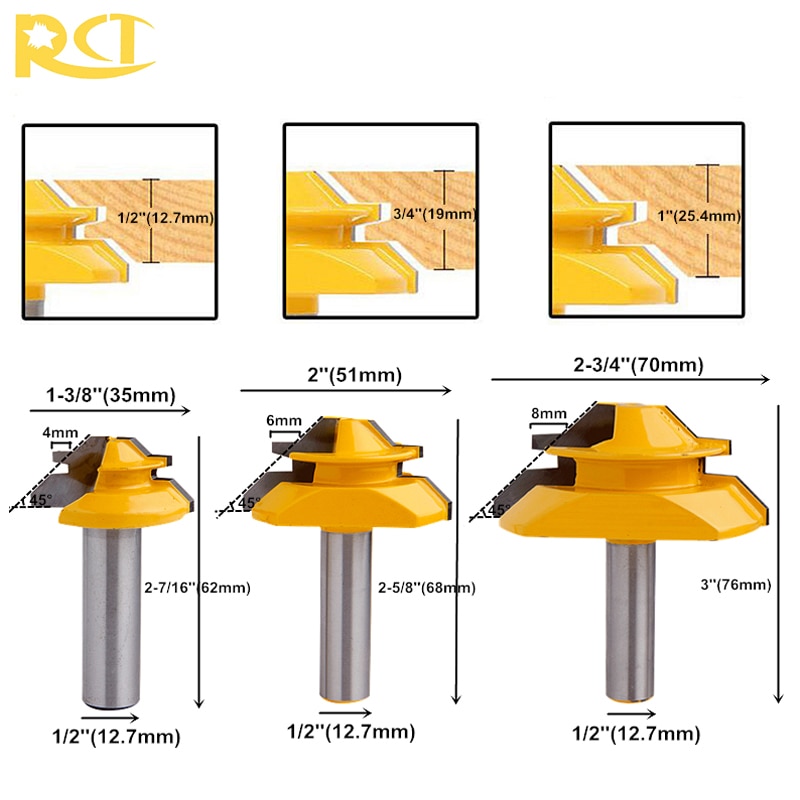 suneducationgroup.com Business, Office & Industrial Router Bits 45 Degree  Lock Miter Router Bit Woodwork Tenon Cutter Tool 1/4<i></i><i></i><i></i><i></i><i></i>'<i></i><i></i><i></i><i></i><i></i>' Shank 1-1/2<i></i><i></i><i></i><i></i><i></i>'<i></i><i></i><i></i><i></i><i></i>'d
