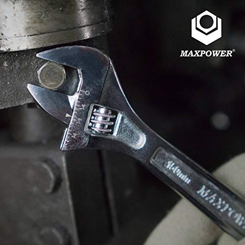 MAXPOWER 4PCS Heavy Duty Adjustable Wrench Set, Industrial Grade Shifter  Movable Spanners Made with Drop Forged Cr-V Steel, Chrome Finish, Metric,  Size Includes 6 Inch, 8 Inch, 10 Inch, 12 Inch | Pricepulse