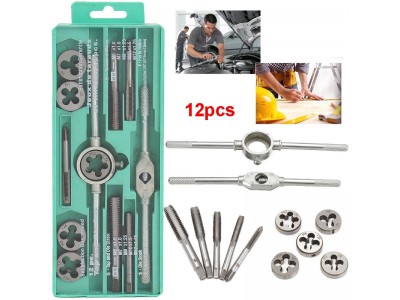 ALLOY STEEL METRIC TAP AND DIE TOOL SET WITH ADJUSTABLE WRENCH SetImage2