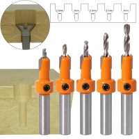 5PCS Countersink Drill Bit Screw Woodworking Chamfer Tool Quick Change Wood Hole Drills Bit Round