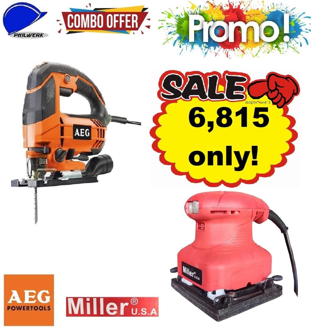 AEG Power tools Jigsaw 700w & Miller FinishingOrbital Sander 150WImage1