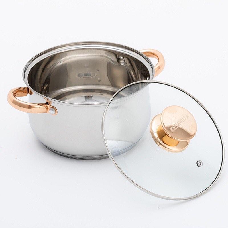 Kaisa Villa casserole with lid stainless Steel soup pot cooking pot kitchenware gas universal 2.1LImage2