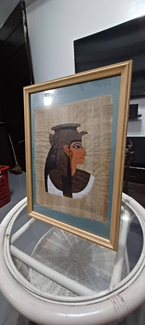 Ancient Egyptian Queen Cleopatra Hand Painted in Natural Papyrus (Paper Plant)Image2