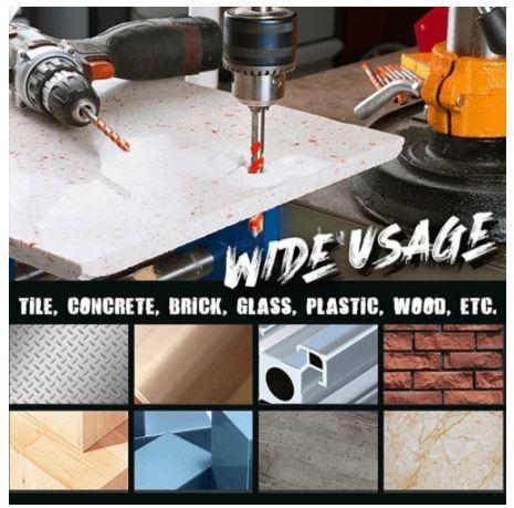 6PCS Ceramic Tile Drill Bits Masonry Drill Bit Set For Glass Brick Concrete Wood Tungsten CarbideImage2
