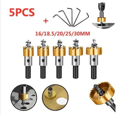 5PCS HSS Drill Bit Hole Saw Tooth Set Stainless Steel Metal Alloy Cutter 16-30mm Carbide TippedImage2