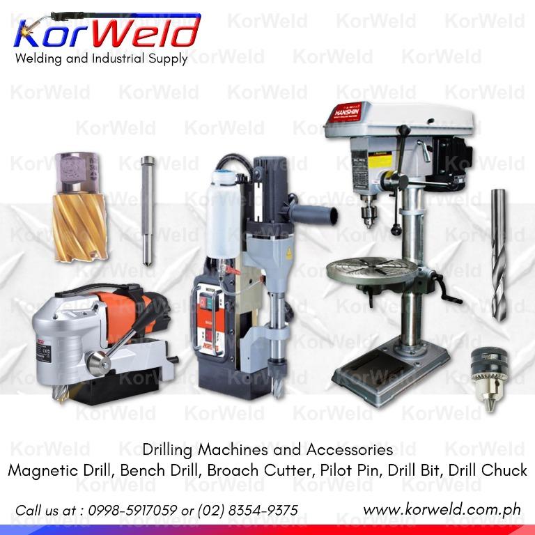 Drilling Machine - Magnetic, Bench, Broach, Pilot Pin, Drill Bit and Chuck