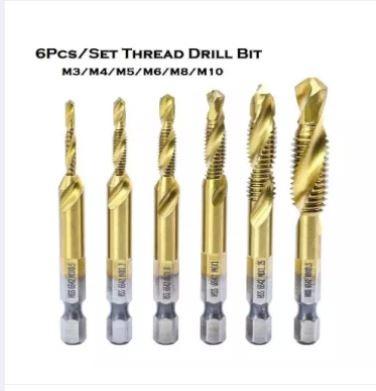 6PcsSet Hex Shank Metric Thread Tap Drill Bit Set M3 M4 M5 M6 M7 M8 M10 Screw Tap For Metal WoodImage2