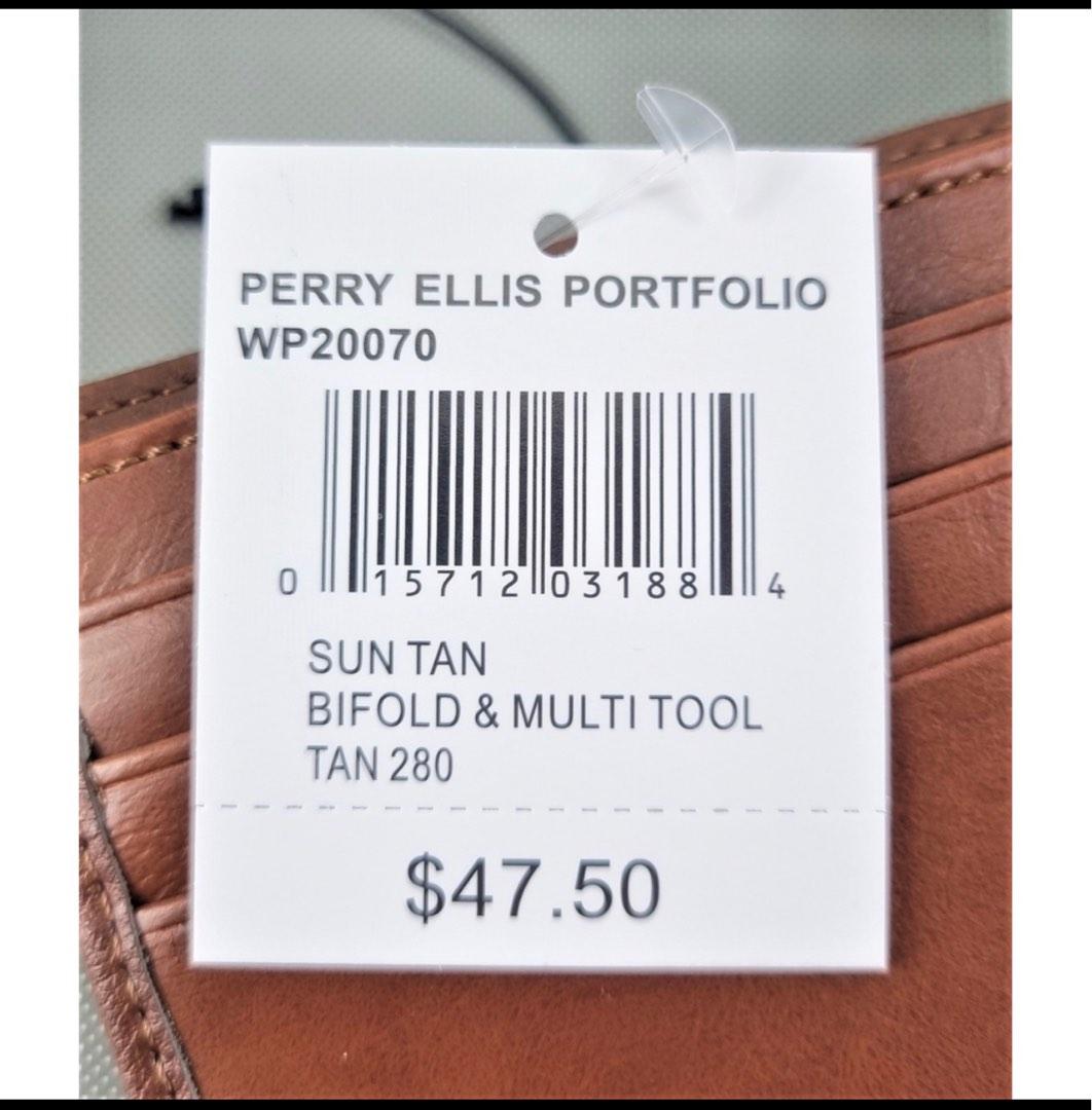 Perry Ellis WP20070 Sun Tan Pebbled Leather Men's Bifold Wallet and Multi Tool SetImage3