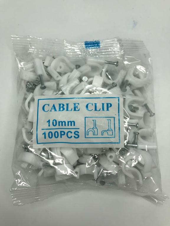 Cable Clips PVC Clamp round, 10mm size, 100pcs per pack, white colorImage3