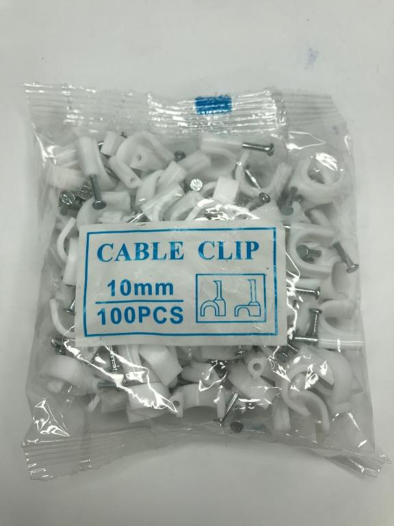 Cable Clips PVC Clamp round, 10mm size, 100pcs per pack, white colorImage2