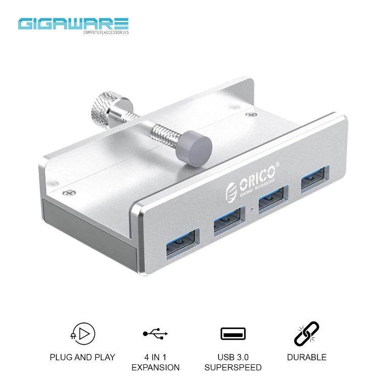 Gigaware Orico MH4PU 4 Port USB 3.0 Hub Desktop Clip-Type Hub with Buckle Super Speed Data Transfer Image1