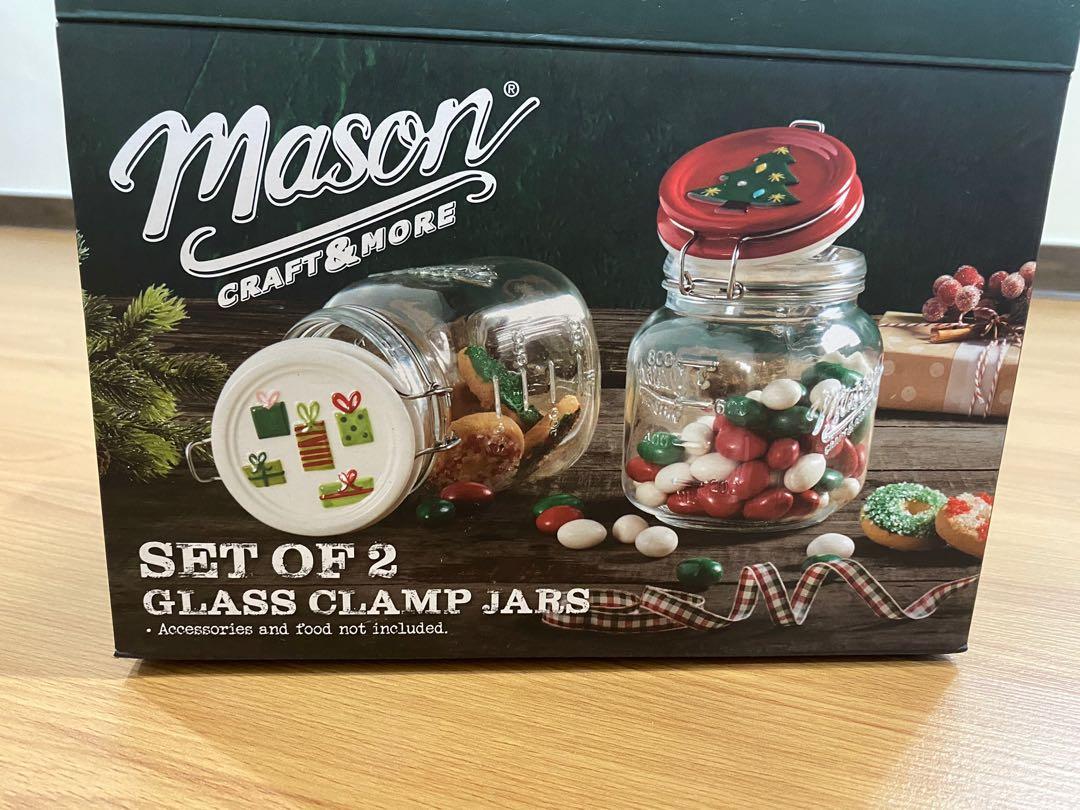 [BNEW] Mason Jar Set of 2 Glass Clamp JarsImage2