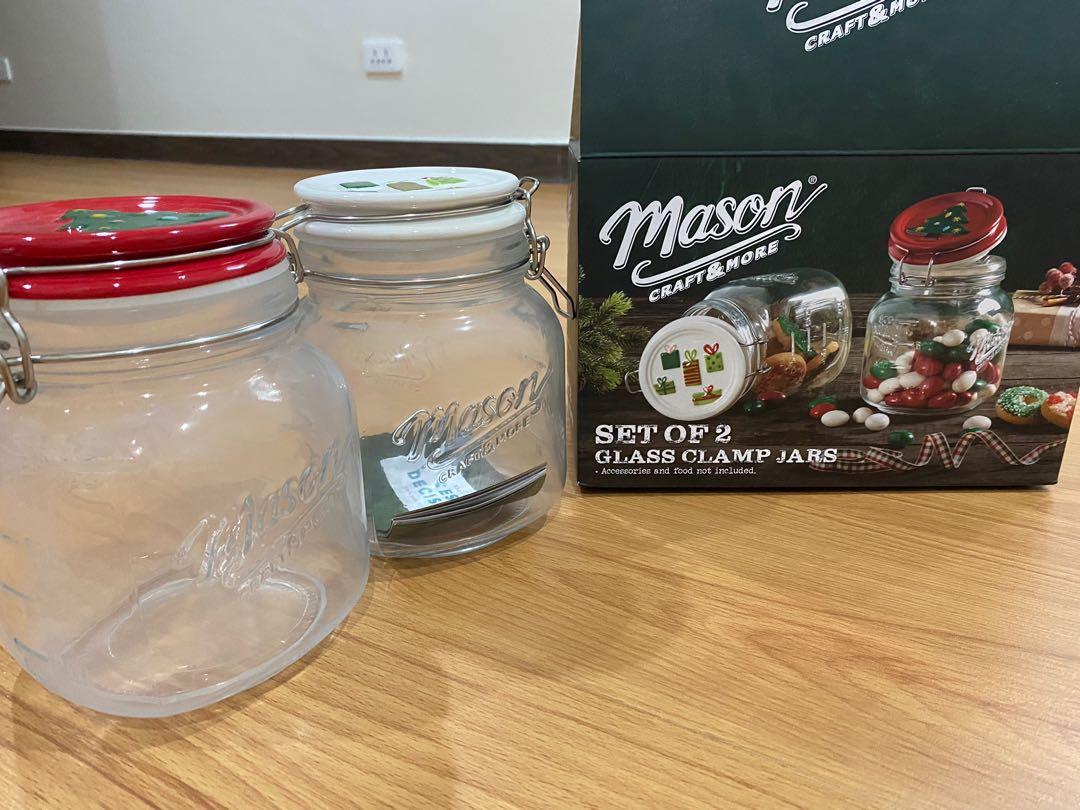 [BNEW] Mason Jar Set of 2 Glass Clamp Jars