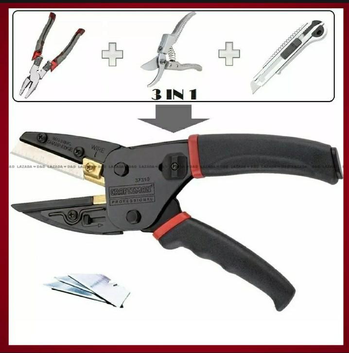 Multi Cut 3n1 Power Cutting Tool with built in Wire Cutter Utility Knife Stainless Steel Scissors anImage3