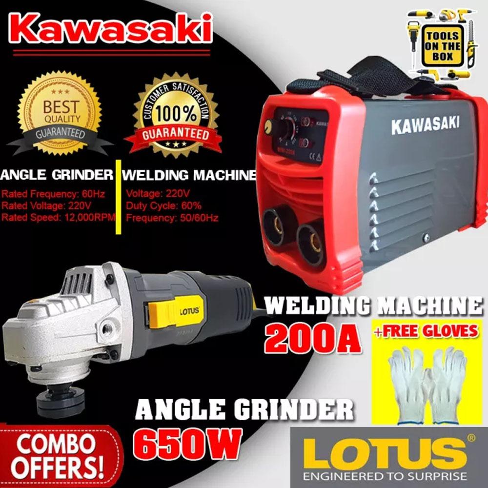 Kawasaki Welding Machine 200AMP MINI 200A with Lotus Angle Grinder 650W LTSG6500S  LAG115Z1 COMBO PA