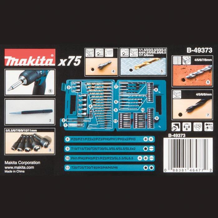 Makita B-49373 Metric Drill and Screw Bit Set 75 pcsImage2