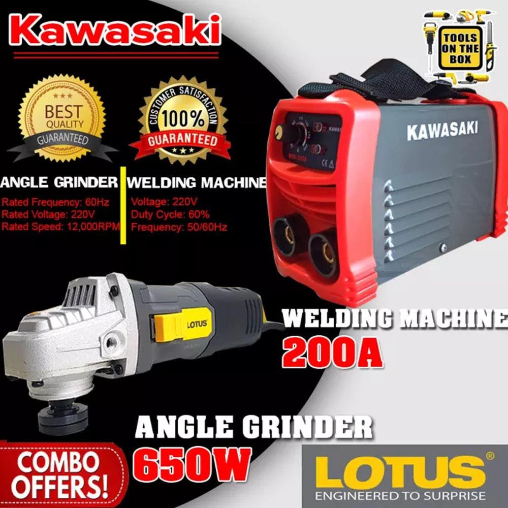 Kawasaki Welding Machine 200AMP MINI 200A with Lotus Angle Grinder 650W LTSG6500S  LAG115Z1 COMBO PAImage2