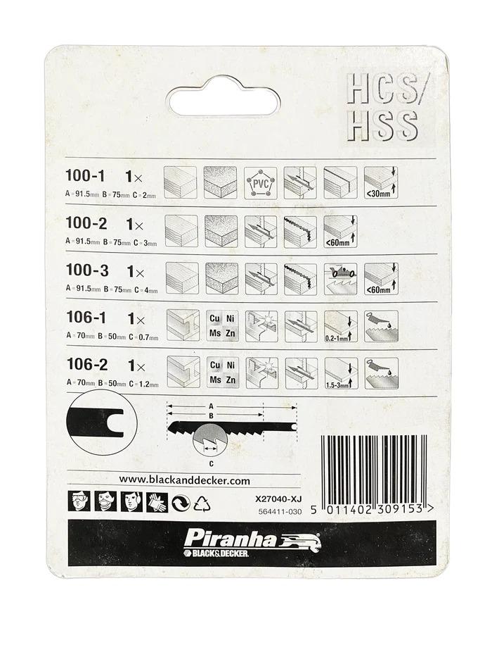Black & Decker X27040 5 pcs Jigsaw Blade Set (Piranha)Image2