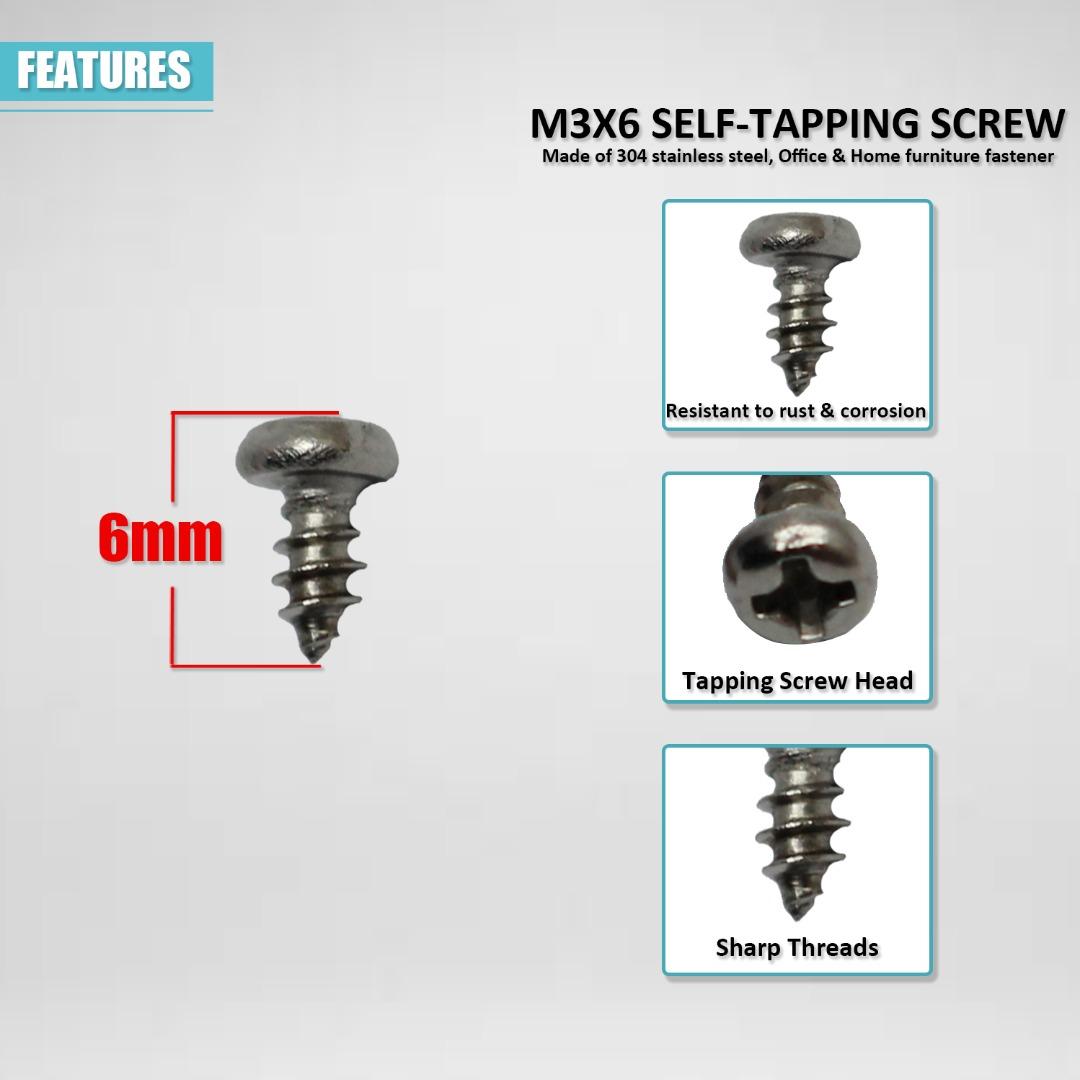M3 304 STAINLESS STEEL PAN HEAD TAPPING SCREW, M3X6 SELF-TAPPING SCREWImage2