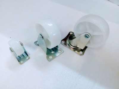 Caster Light Wheel White PP Trolley Wheel Fixed Flat Side Brake Activities LockingImage3