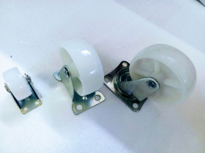 Caster Light Wheel White PP Trolley Wheel Fixed Flat Side Brake Activities LockingImage4