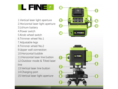 LFINE 12 Lines 3D Laser Level Tools Beam Line Remotely Control Horizontal Vertical Laser Level ToolImage8