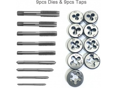 Thread cutting tool set Hss tap wrench and round diea handleset 20 piecesImage5