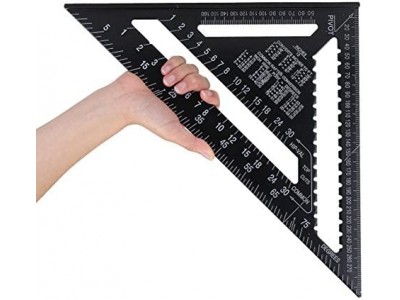TRIANGLE RULER BLACK 12 INCHES ALLOY CARPENTRY PROFESSIONAL PROTRACTOR METRICImage5