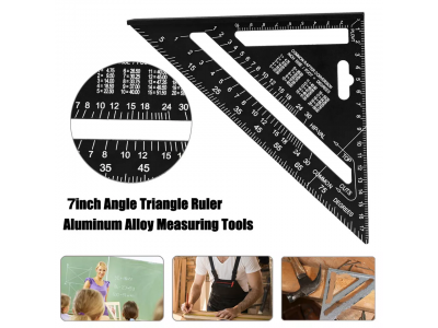 7 inch Triangular Ruler black Aluminum Alloy Metric Measuring Triangle Ruler WoodworkingImage1