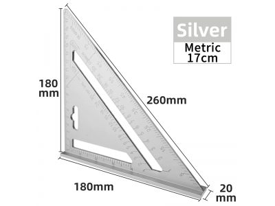 Triangle Ruler 7inch Silver Measurement Tool Aluminum Alloy CarpenterImage1