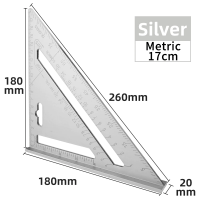 Triangle Ruler 7inch Silver Measurement Tool Aluminum Alloy Carpenter