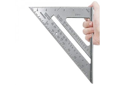 Triangle Ruler 7inch Gray Measurement Tool Aluminum Alloy CarpenterImage1