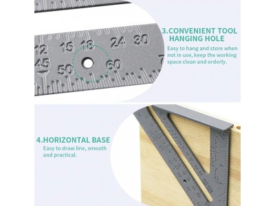 Triangle Ruler 7inch Gray Measurement Tool Aluminum Alloy CarpenterImage4