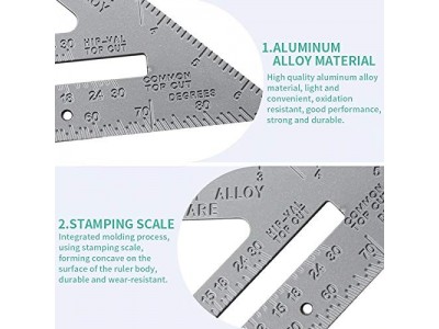 Triangle Ruler 7inch Gray Measurement Tool Aluminum Alloy CarpenterImage5