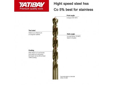 YATIBAY Drill Bits HSS Drill Bit High Speed Steel HSS-Co 5% cobalt For stainless metal etc.Image2