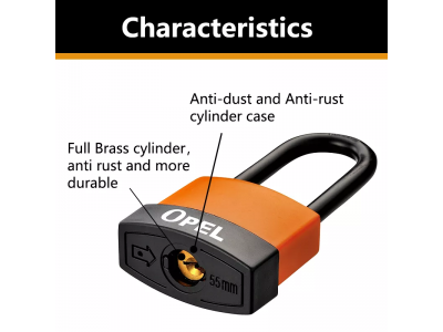 OPEL Waterproof Steel Padlock Orange Iron Padlock Premium Security Waterproof Steel Padlock FSS-45mmImage4