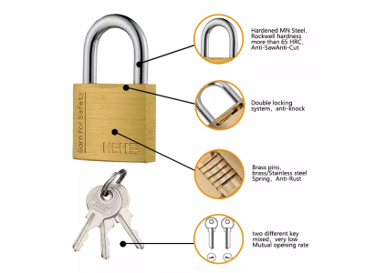 HEHE Brass Padlock Premium Security Middle Duty Brass Padlock MBE-25mmImage3