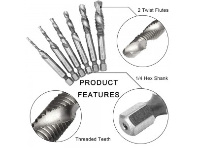 6 pcs a set Hex Shank Drilling And Tapping Thread Drill Bits CompositeImage5