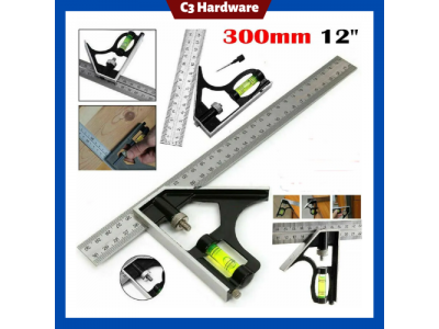300mm Adjustable Combination Square Angle Ruler 45 / 90 Degree With Bubble Level MultifunctionalImage1