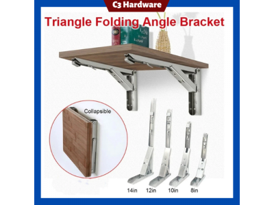 2PCS High Quality F-folding Bracket Black Metal Table Hanging Triangle Wall Mount Folding ShelfImage2