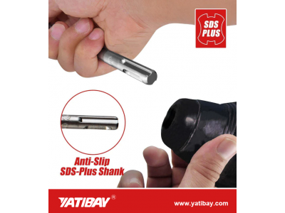 Yatibay Premium Quality SDS-Plus Hammer Drill Bit for Reinforced ConcreteMasonryMarble4-Cutter CarbiImage6