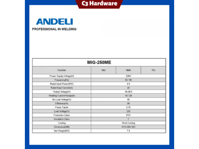 ANDELI 220V MIG-250ME MIG MMA LIFT TIG 3 in1 Household Single Phase Inverter MIG WelderImage3