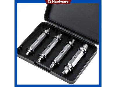 4pc Broken Bolt Remover Screw Extractor Easy Out Drill Bits Stud Reverse DamageImage2