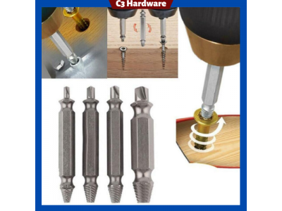 4pc Broken Bolt Remover Screw Extractor Easy Out Drill Bits Stud Reverse DamageImage6