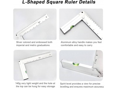 Carpentry Squares Set, L Square Ruler and Adjustable Sliding Bevel Set, LYLAB Try Square 25cm, BevelImage3
